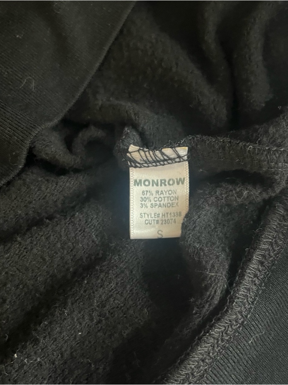 Monrow Women’s Black Super Soft V~Neck Fleece Pullover Sweatshirt Sz S - Picture 7 of 9